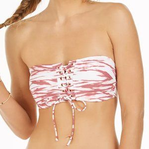 Wild Waters Printed Lace-Front Bandeau Bikini Top